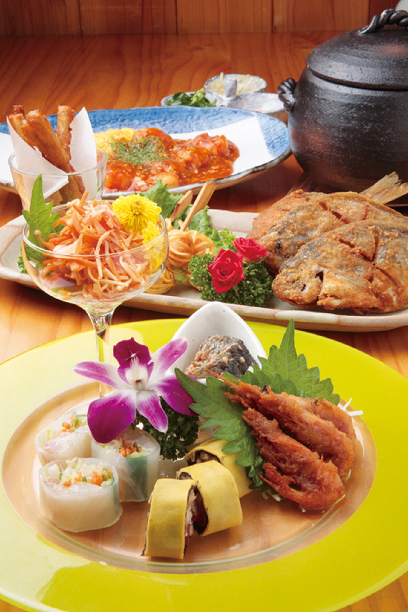 お昼のカジュアル宴会コースの一例。