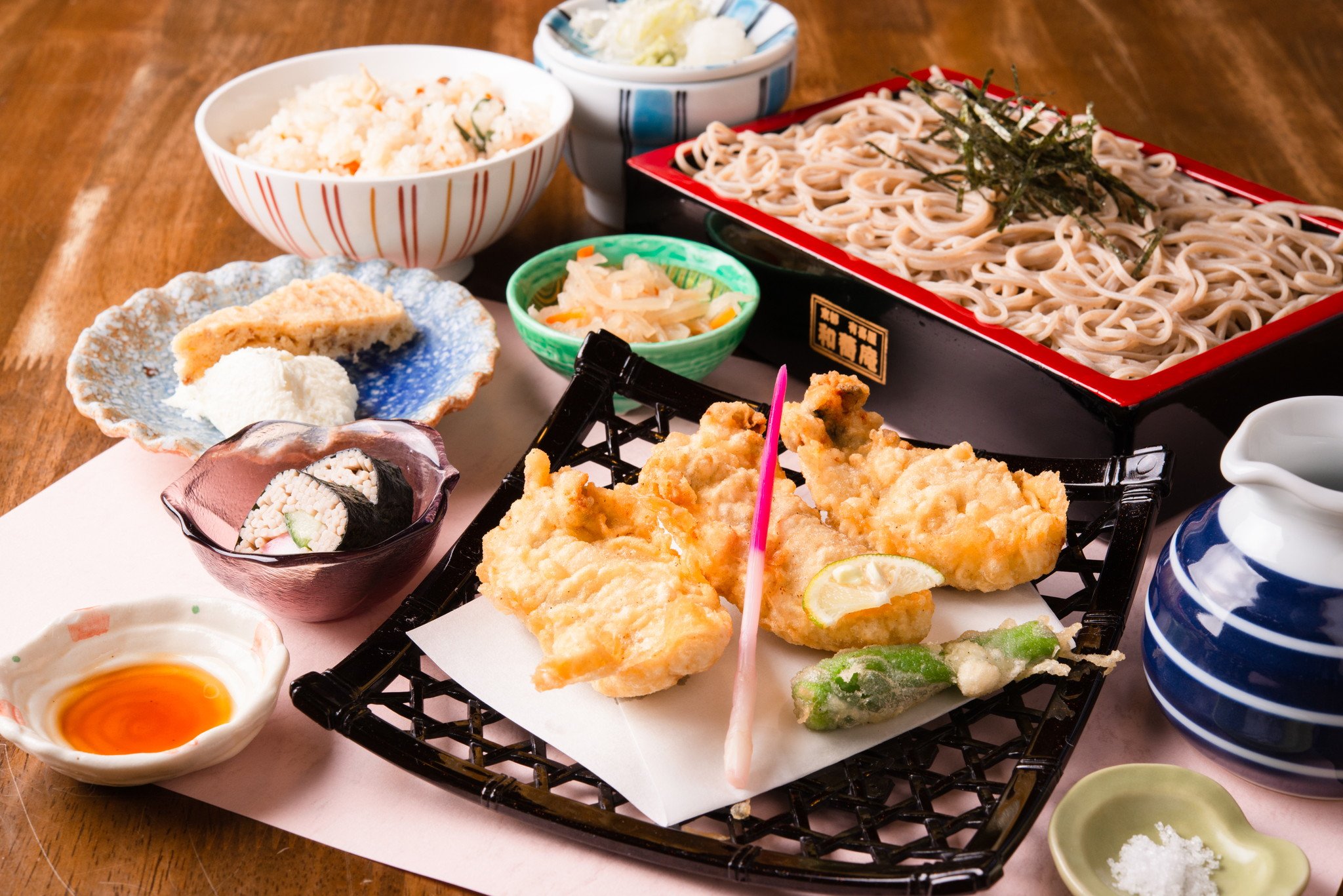 牡蠣天ざる御膳…2,200円※ざるそばに海苔はかかっておりません