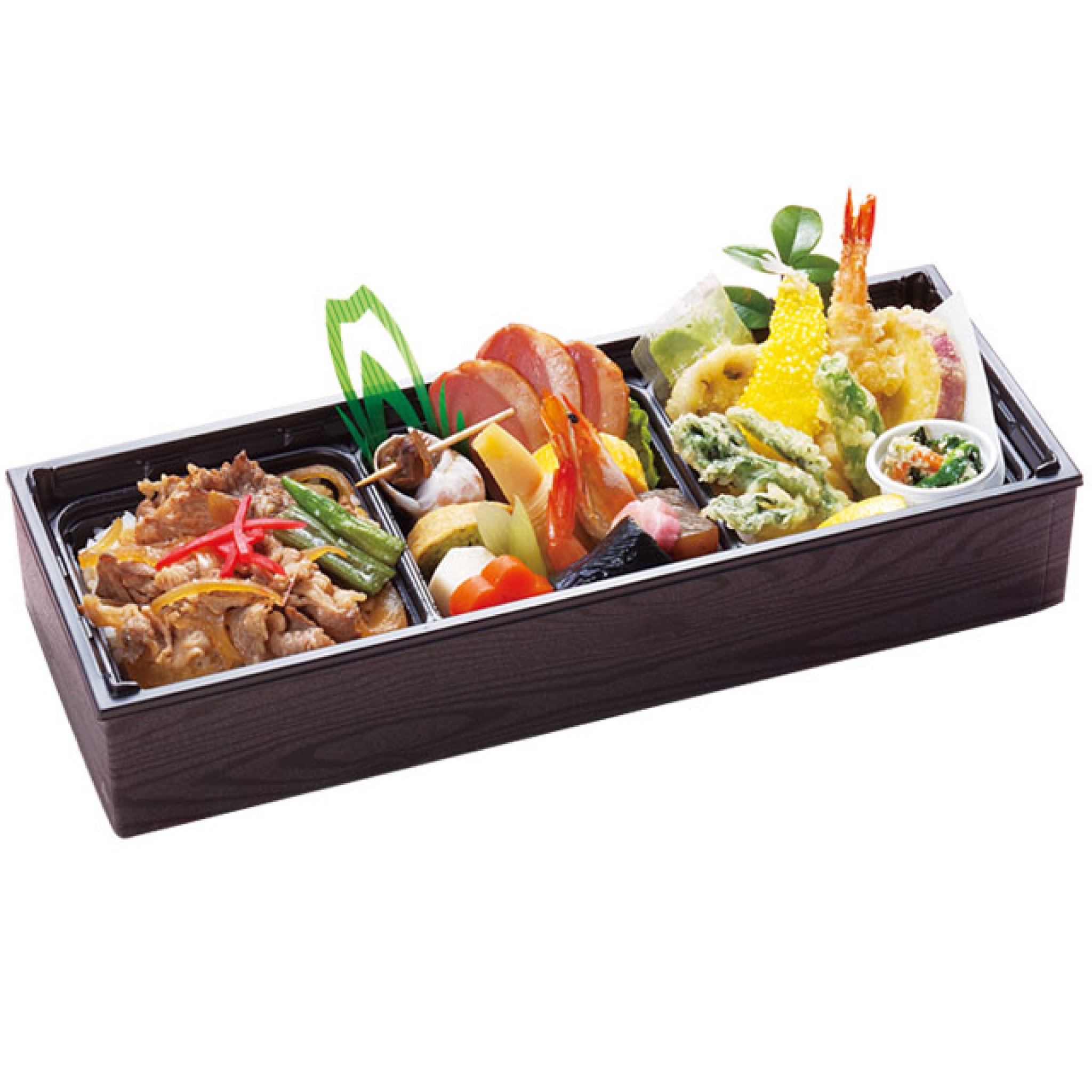 No.544：32×12cm…2,200円(容器・風呂敷付)
≪国産牛の牛肉ごはん≫≪合鴨のロース≫